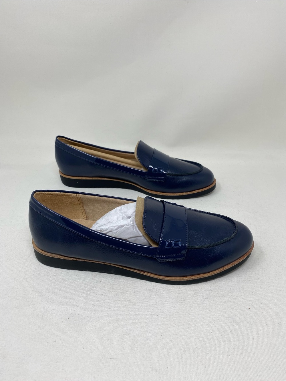 Life Stride Athena Navy Leather Penny Loafers Size 7.5 M - Picture 2 of 6